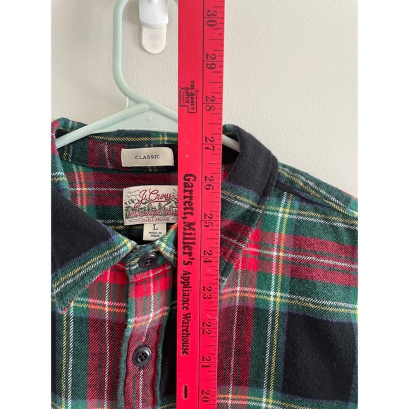J. Crew Classic Plaid Flannel Shirt Red Green Size L Women's Size Small Men's - Picture 4 of 5